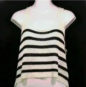 NEW NWT Millau Women's Black/White Striped Stripe Cotton Sweater Tank $108